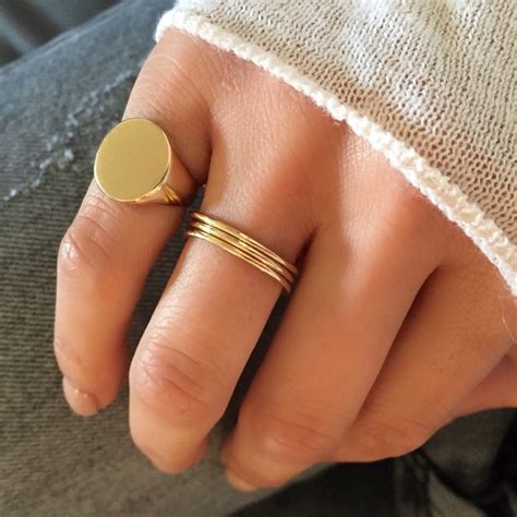 14k Gold Plain Signet Ring - Etsy