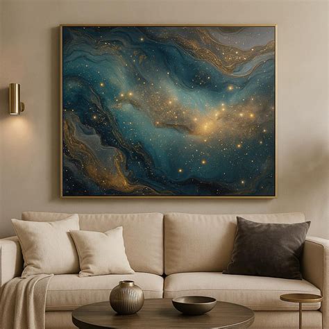 celestial currents galactic metallic abstract digital wall art