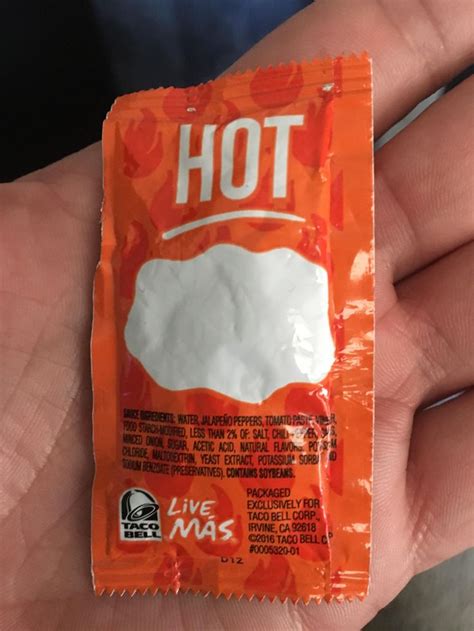 My Taco Bell hot sauce packet had nothing to say. | Food ads, Taco bell, Hot sauce