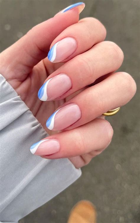 Cute Spring Nails To Inspire You : Shades of Blue Side Tips