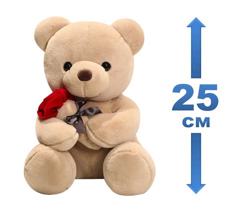 Мягкая игрушка мишка Тедди с розой коричневый 25 см – игрушки с ...