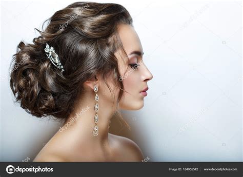 beautiful female head profile closeup portrait  perfect skin