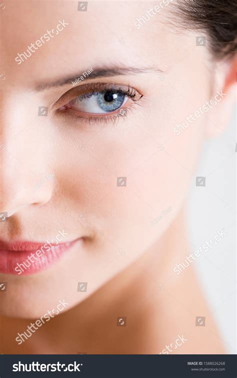 left side young womans face stock photo  shutterstock