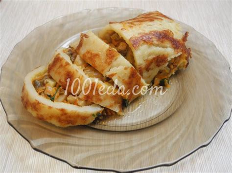 Закусочный рулет из картошки и грибов - Горячие блюда от 1001 ЕДА