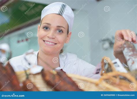 Portrait of female butcher stock photo. Image of service - 269560908