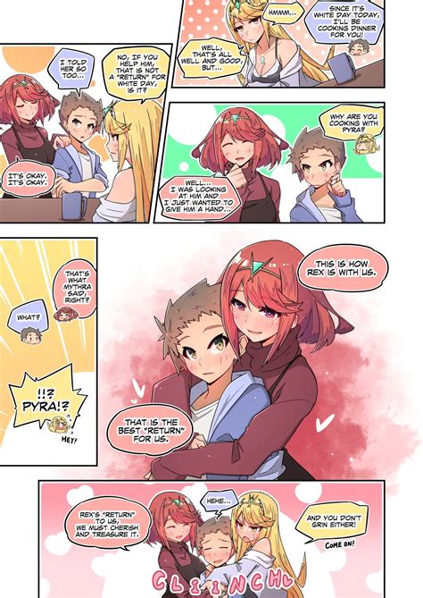 White day Pyra, Mythra and Rex! By @Osora_Soramoyou (link broke when