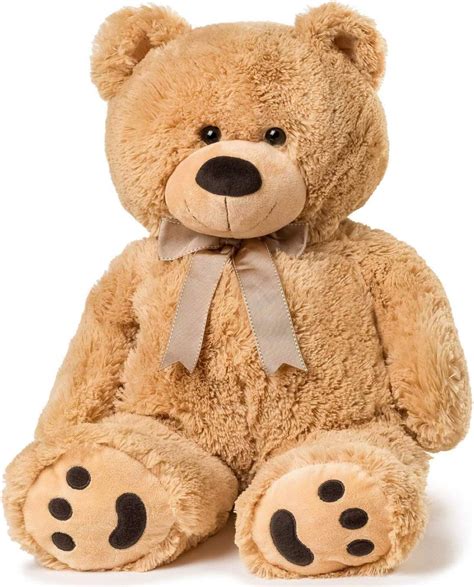 Amazon.com: JOON Big Teddy Bear - Fluffy Fur, Ribbon & Bow Signature