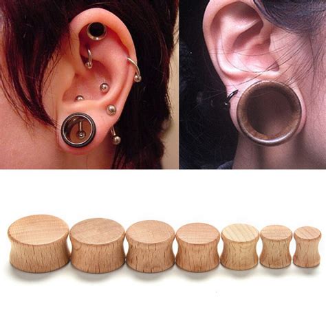 8 20mm 1X Wood Plugs and Tunnels Ear Expander Plug Natural Wooden ...