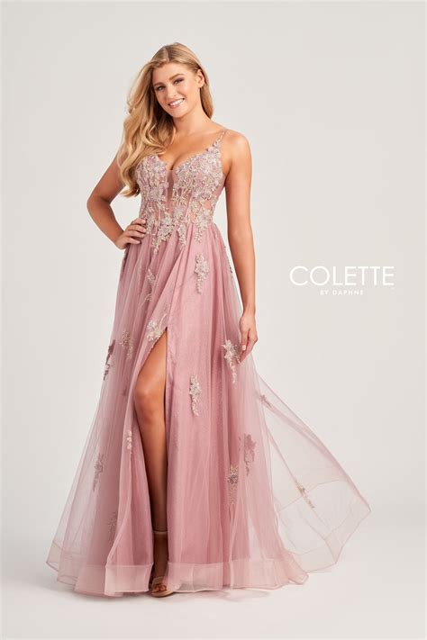 Vintage Rose Colette CL5143 Floral Applique Long Formal Glitter Prom