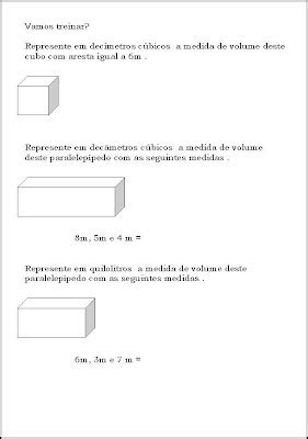 Medidas De Volume 5 Ano - ATIVIDADES ESCOLARES: Matemática para o 5º ano- Volume