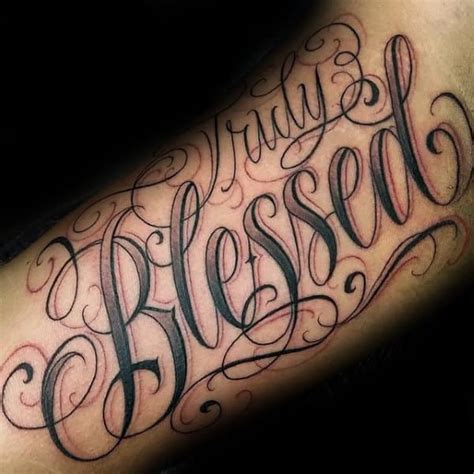 60 Blessed Tattoos For Men - Biblical Lettering Design Ideas