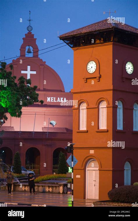 malacca malaysia tower  christ church square  res stock photography