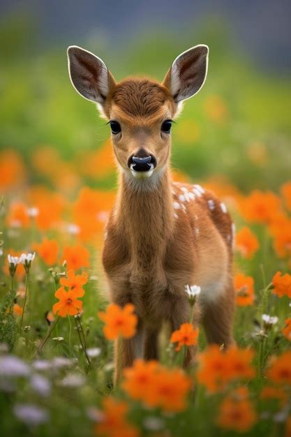Deer Amidst Wildflowers Pictures | Freepik