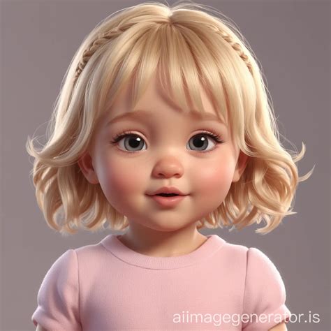 Adorable Blonde Baby Girl with Playful Hairstyle 3D Animation | AI