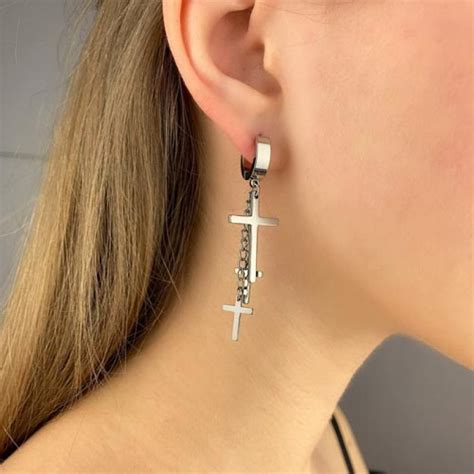 Длинные серьги из медицинской стали Три креста унисекс Steel Evolution ...