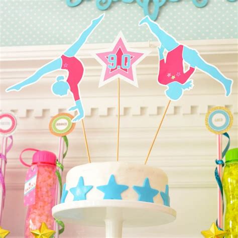 Gymnastics Tumbling Birthday Party Customized Cake Topper Set ...