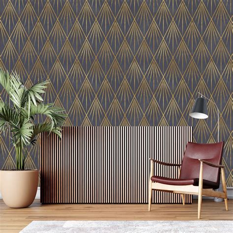 Gray Gold Art Deco Wallpaper Geometric Wallpaper Removable - Etsy : r ...