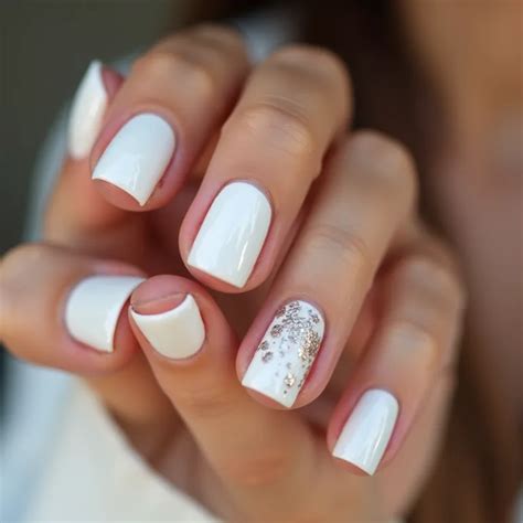 Unhas Decoradas Branco Com Glitter