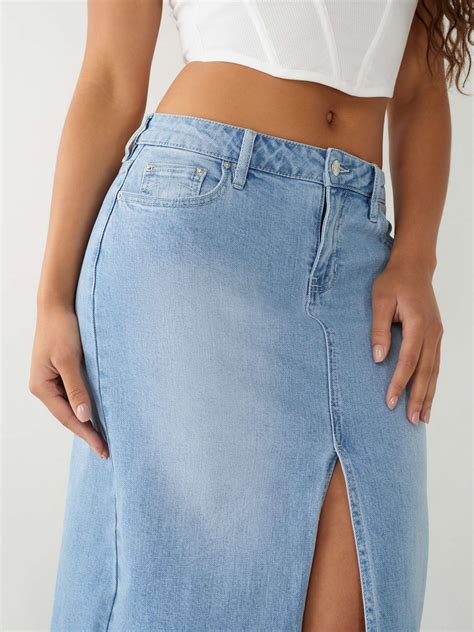 midi denim skirt