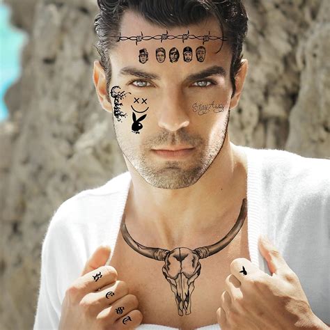 Zeecdatoo 12 Sheets Post Malone Face Tattoos - Ideal for Halloween