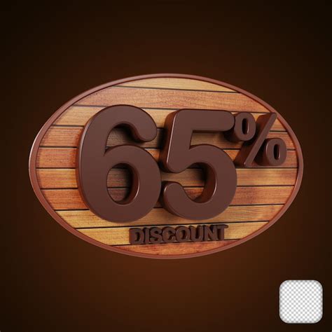 Premium PSD | Wooden discount 65 percent off 3d illustration