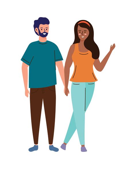 interracial young lovers couple 10478430 Vector Art at Vecteezy