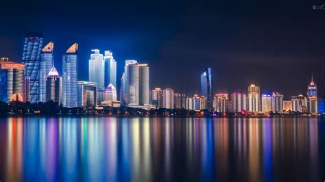 Qingdao Wallpaper 4K, China, Night, Cityscape