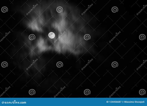 full moon   middle  clouds stock image image  circle hidden