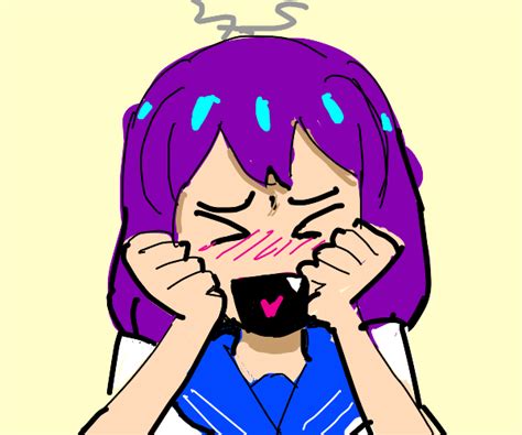 extremely flustered anime girl - Drawception