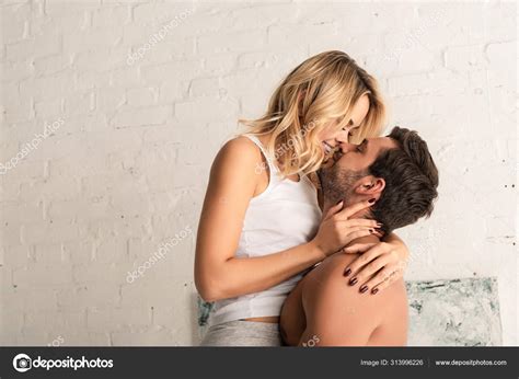 Beautiful Smiling Couple Hugging Bed Morning Stock Photo by ©HayDmitriy ...