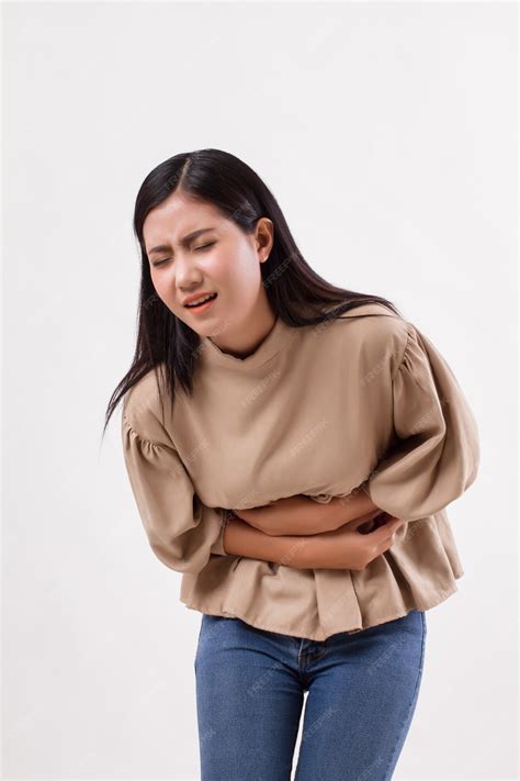 Premium Photo | Woman with stomach ache, menstrual period cramp