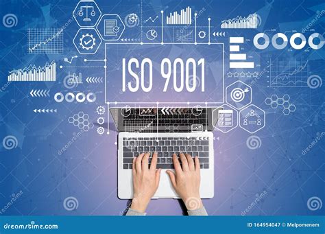 ISO 9001 Concept with Person Using Laptop Stock Image - Image of laptop ...