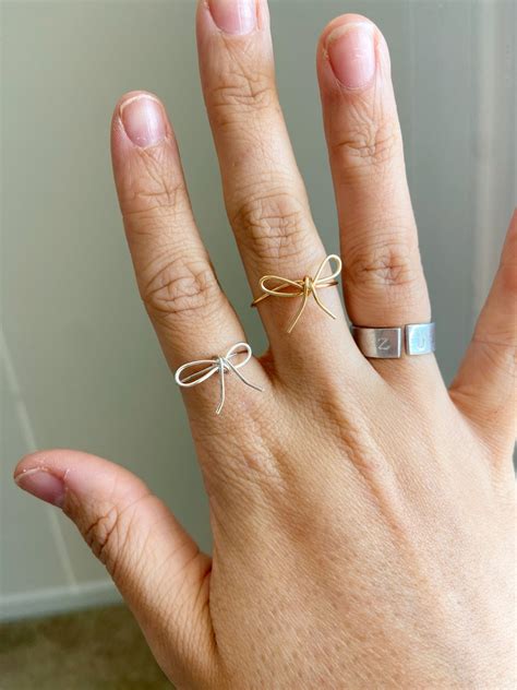 bow ring wire wrapped bow ring etsy