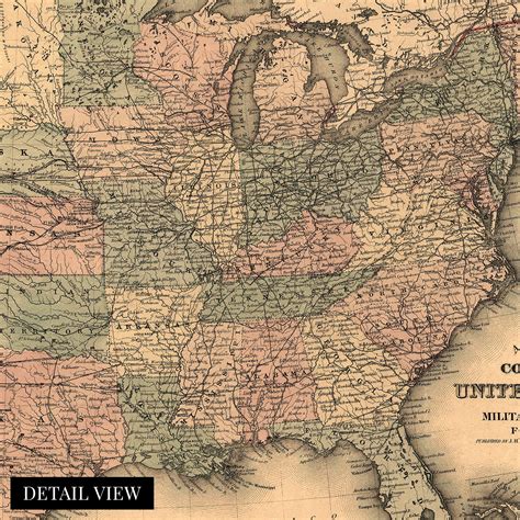 Snapklik.com : Vintage 1861 United States Military Map - 18x24 Inch