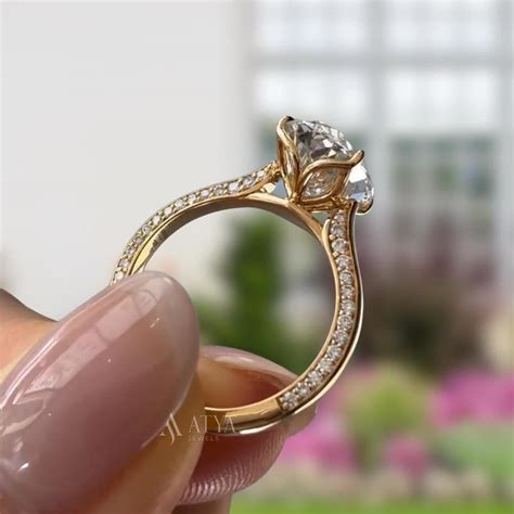 Vintage Oval Diamond Engagement Ring Unique Rose Gold Moissanite