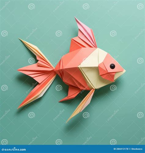 Playful Origami Fish: Minimalist Composition with Consistent Color