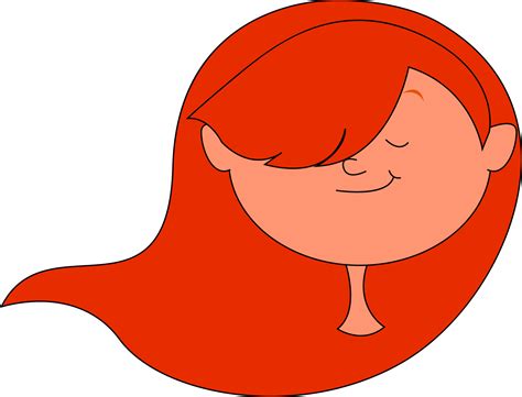 Girl with long red hair, illustration, vector on white background