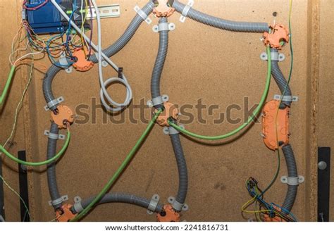 electrical installations  installation wall electrical stock photo