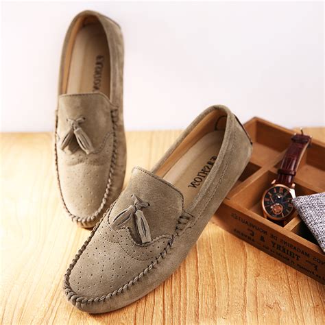 beige suede zomer loafers voor heren mijn mocassin