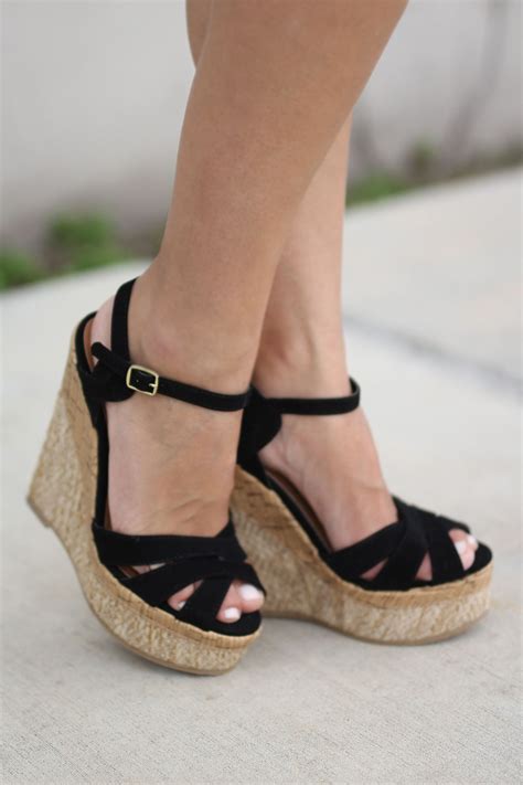 Black Wedges | Wedge shoes, Women shoes, Stylish wedges