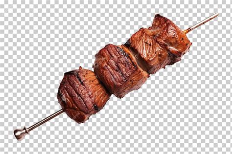 Мясо на металлическом шампуре на прозрачном фоне png psd | Премиум PSD Файл