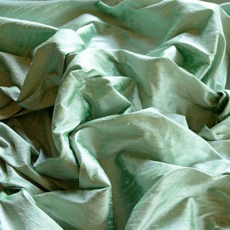Iridescent Ice Green Dupioni Silk, 100% Silk Fabric, 44" Wide, by the