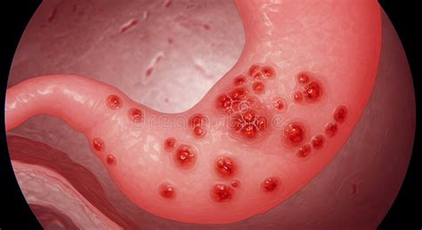 Medical Illustration Gastritis Stomach Inflammation Closeup View of ...