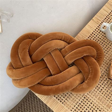 FPYWO Knot Pillow Throw Soft Caramel Handmade Throw Pillows Cushion Home Decorative Small Round ...