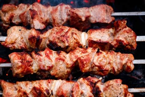 Free Images : skewers, frying, coals, picnic, meat barbecue, grilled ...