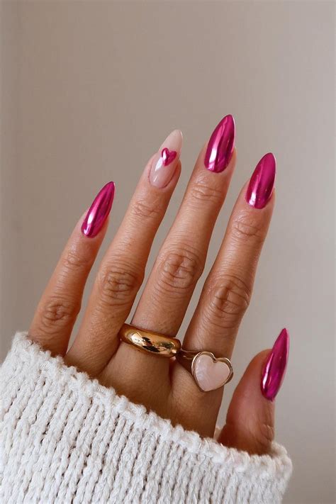 23 Adorable Pink Chrome Nails Inspo | Heart nails, Stylish nails, Gel nails