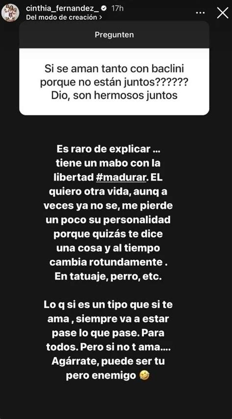 Cinthia Fernández reveló el extraño motivo por el que no vuelve con