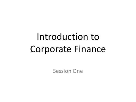 introduction  corporate finance