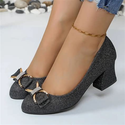 Rhinestone Bow Chunky Heels for Koningsdag – Stylishoe