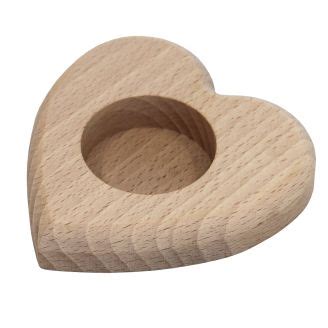 Luxury Solid Oak 15cm Heart Shaped Tealight Candle Holder with Metal ...